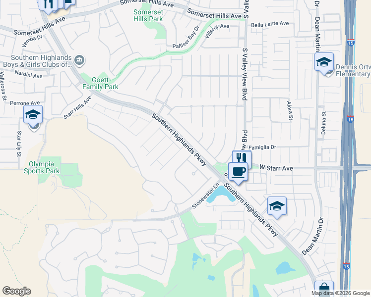 map of restaurants, bars, coffee shops, grocery stores, and more near 11222 Fiesole Street in Las Vegas