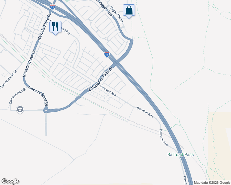 map of restaurants, bars, coffee shops, grocery stores, and more near 1329 Allegheny Moon Terrace in Henderson
