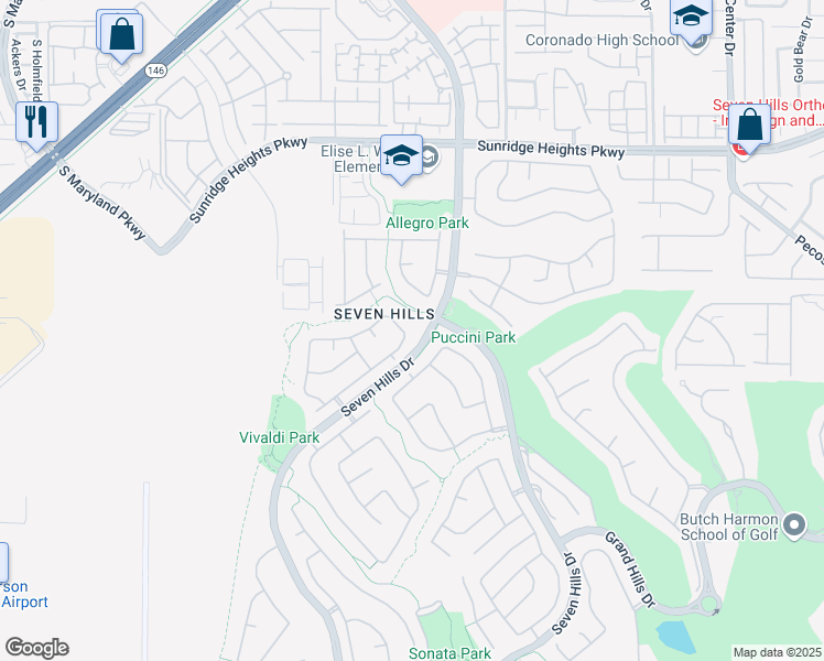 map of restaurants, bars, coffee shops, grocery stores, and more near 1248 Emerald Crest Street in Henderson