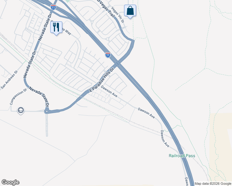 map of restaurants, bars, coffee shops, grocery stores, and more near 1329 Allegheny Moon Terrace in Henderson