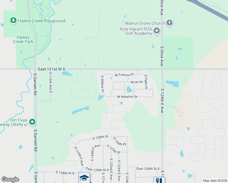 map of restaurants, bars, coffee shops, grocery stores, and more near 6609 South Umbrella Avenue in Broken Arrow