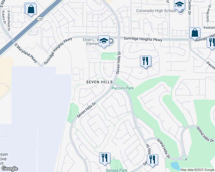 map of restaurants, bars, coffee shops, grocery stores, and more near 1248 Emerald Crest Street in Henderson