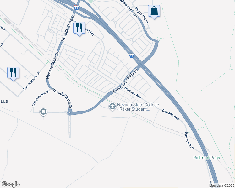 map of restaurants, bars, coffee shops, grocery stores, and more near 1193 Seaboard Court in Henderson
