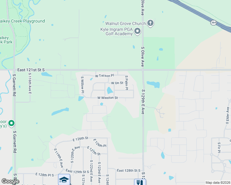 map of restaurants, bars, coffee shops, grocery stores, and more near 3813 West Union Street in Broken Arrow