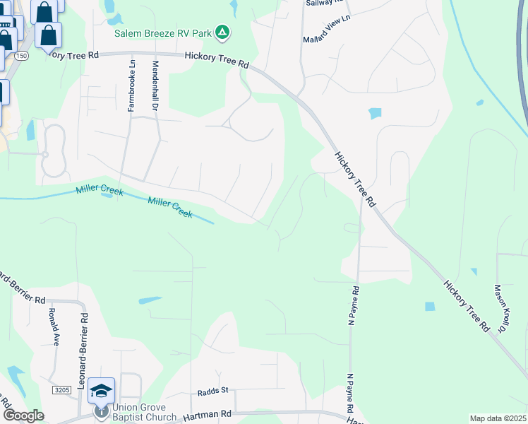 map of restaurants, bars, coffee shops, grocery stores, and more near 142 Tumbleweed Drive in Winston Salem