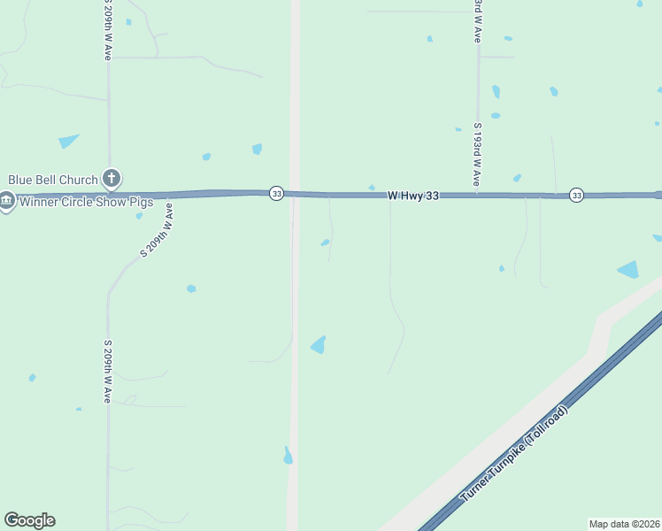 map of restaurants, bars, coffee shops, grocery stores, and more near 19950 Oklahoma 33 in Sapulpa