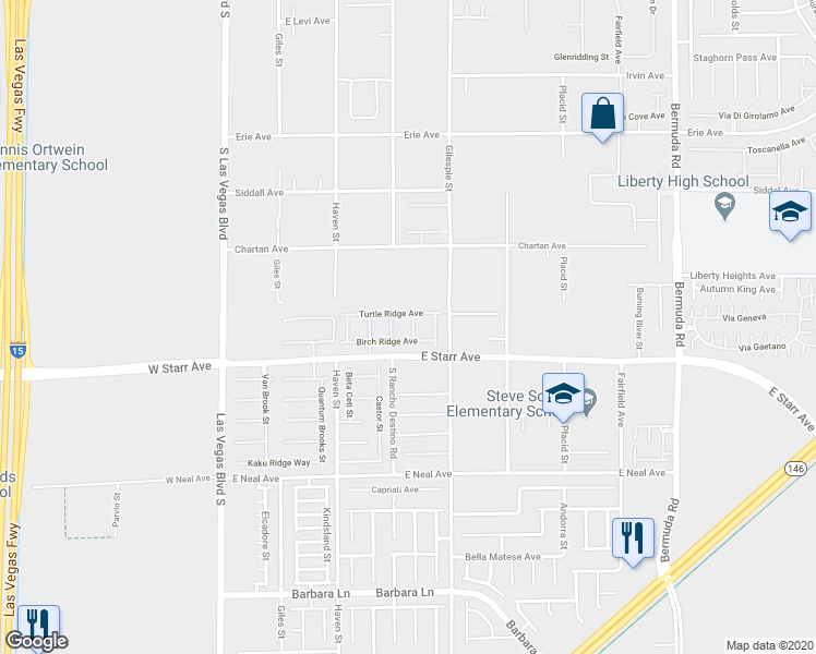 map of restaurants, bars, coffee shops, grocery stores, and more near 11233 Carson Brook Street in Las Vegas