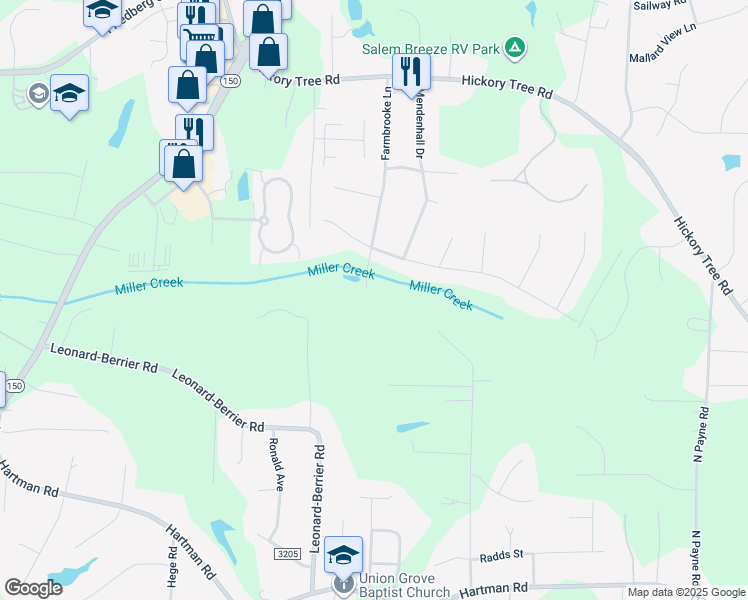 map of restaurants, bars, coffee shops, grocery stores, and more near 252 Widaustin Drive in Winston Salem
