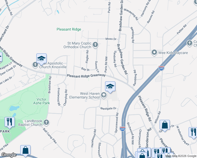 map of restaurants, bars, coffee shops, grocery stores, and more near in Knoxville