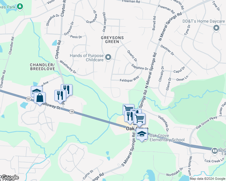map of restaurants, bars, coffee shops, grocery stores, and more near 216 Lodestone Drive in Durham