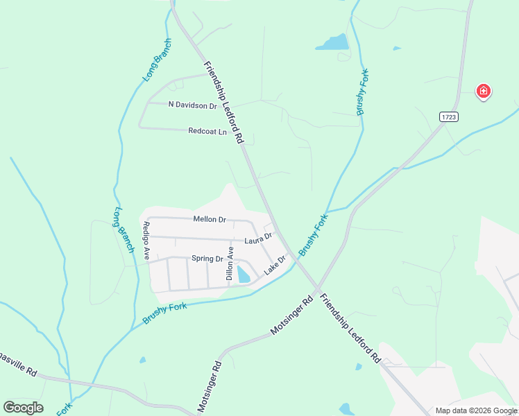 map of restaurants, bars, coffee shops, grocery stores, and more near 3857 Friendship Ledford Road in Winston-Salem