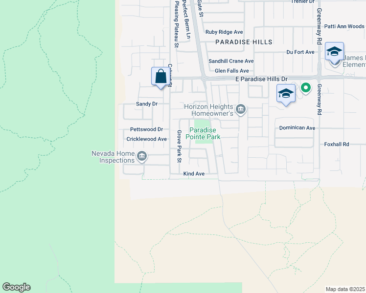 map of restaurants, bars, coffee shops, grocery stores, and more near 1174 Grove Park Street in Henderson