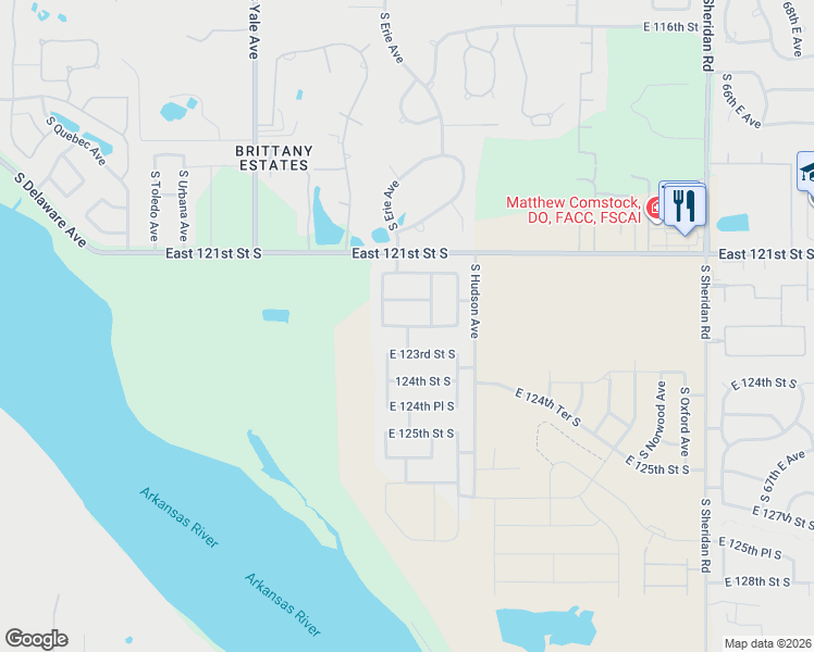 map of restaurants, bars, coffee shops, grocery stores, and more near 5400 E 122 PL S in Bixby