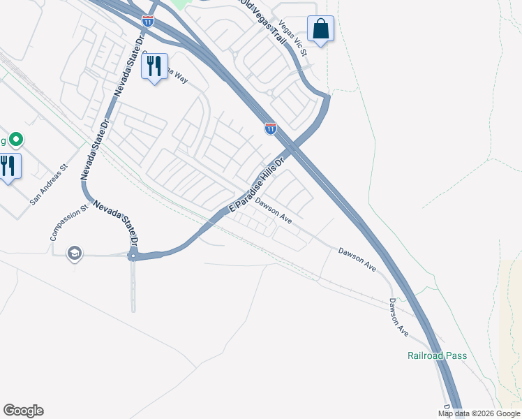 map of restaurants, bars, coffee shops, grocery stores, and more near 1284 Arcadia Rim Place in Henderson
