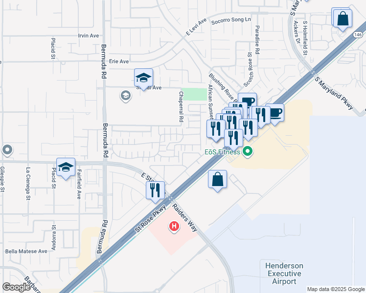 map of restaurants, bars, coffee shops, grocery stores, and more near 1152 Campassole Court in Henderson