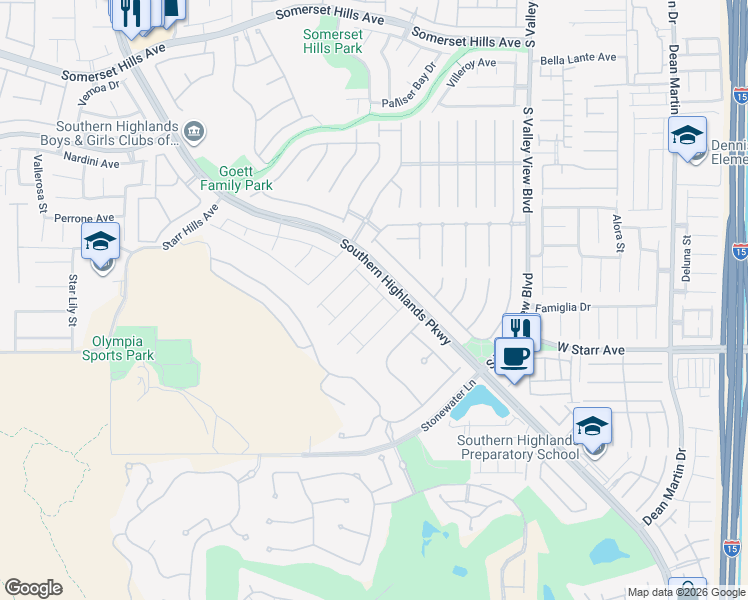 map of restaurants, bars, coffee shops, grocery stores, and more near 11205 Campanile Street in Las Vegas
