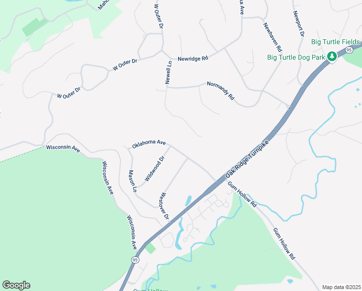 map of restaurants, bars, coffee shops, grocery stores, and more near 114 Oklahoma Avenue in Oak Ridge
