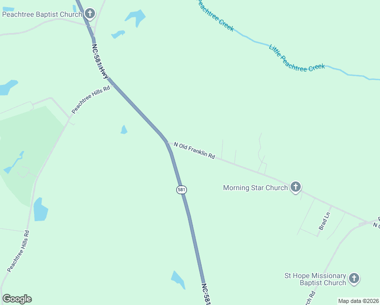 map of restaurants, bars, coffee shops, grocery stores, and more near 3382 North Old Franklin Road in Spring Hope