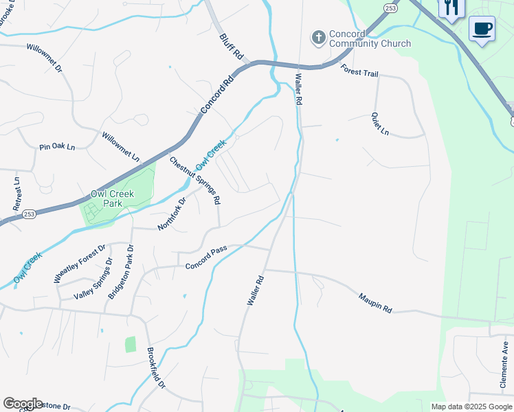map of restaurants, bars, coffee shops, grocery stores, and more near 9788 Jupiter Forest Drive in Brentwood