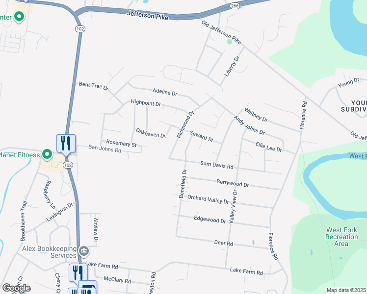 map of restaurants, bars, coffee shops, grocery stores, and more near 222 Richmond Drive in Smyrna