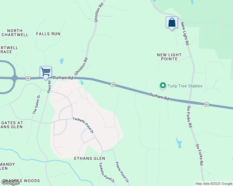 map of restaurants, bars, coffee shops, grocery stores, and more near 4308 Durham Road in Raleigh