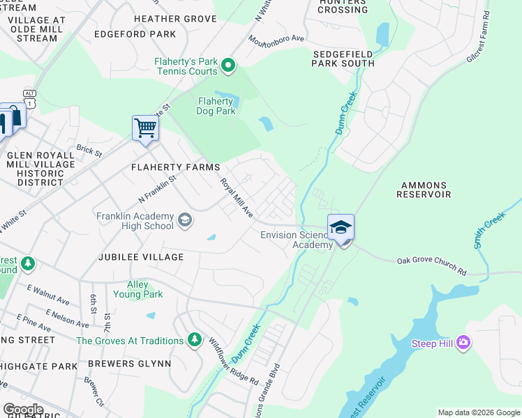 map of restaurants, bars, coffee shops, grocery stores, and more near 1117 Treetop Meadow Lane in Wake Forest