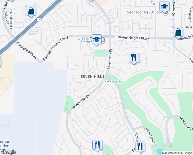 map of restaurants, bars, coffee shops, grocery stores, and more near 1240 Emerald Crest Street in Henderson