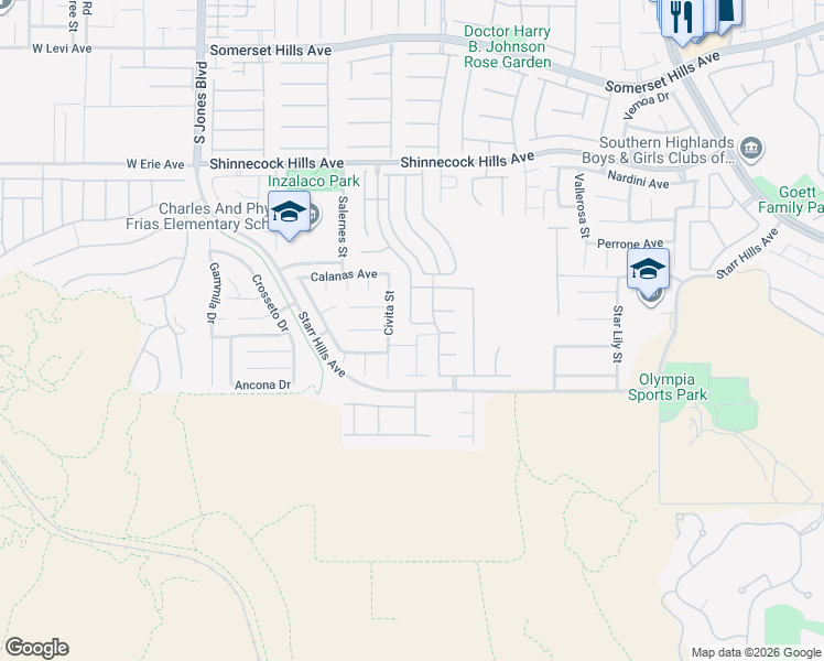 map of restaurants, bars, coffee shops, grocery stores, and more near 11182 Civita Street in Las Vegas