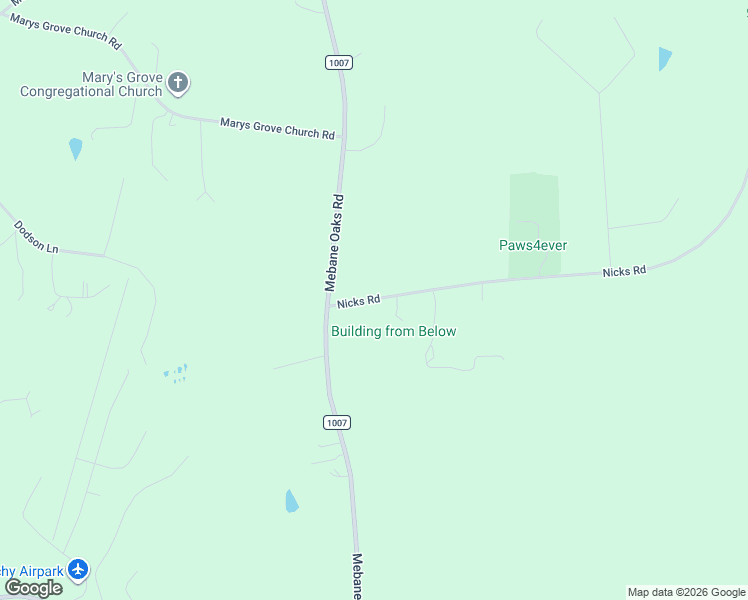 map of restaurants, bars, coffee shops, grocery stores, and more near 6621 Nicks Road in Mebane