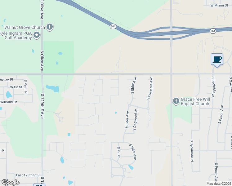 map of restaurants, bars, coffee shops, grocery stores, and more near 12214 South 139th East Avenue in Broken Arrow
