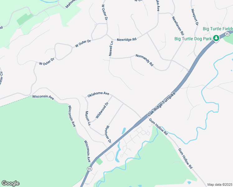 map of restaurants, bars, coffee shops, grocery stores, and more near 114 Oklahoma Ave in Oak Ridge