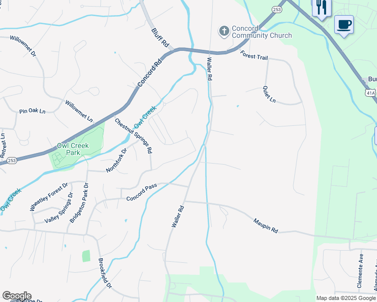 map of restaurants, bars, coffee shops, grocery stores, and more near 9788 Jupiter Forest Drive in Brentwood