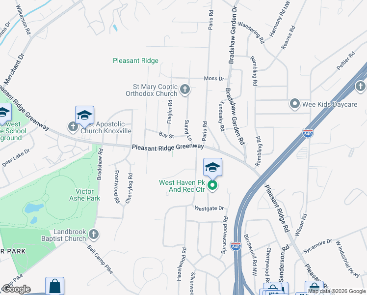 map of restaurants, bars, coffee shops, grocery stores, and more near 0 Knoxville City Greenways in Knoxville