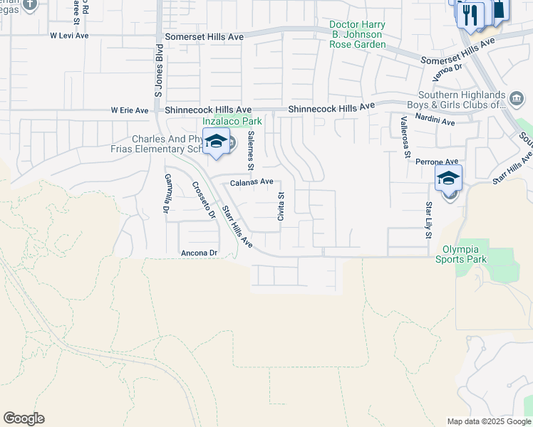 map of restaurants, bars, coffee shops, grocery stores, and more near 5672 Bracana Court in Las Vegas