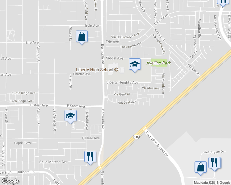 map of restaurants, bars, coffee shops, grocery stores, and more near 1140 Via Milan in Henderson