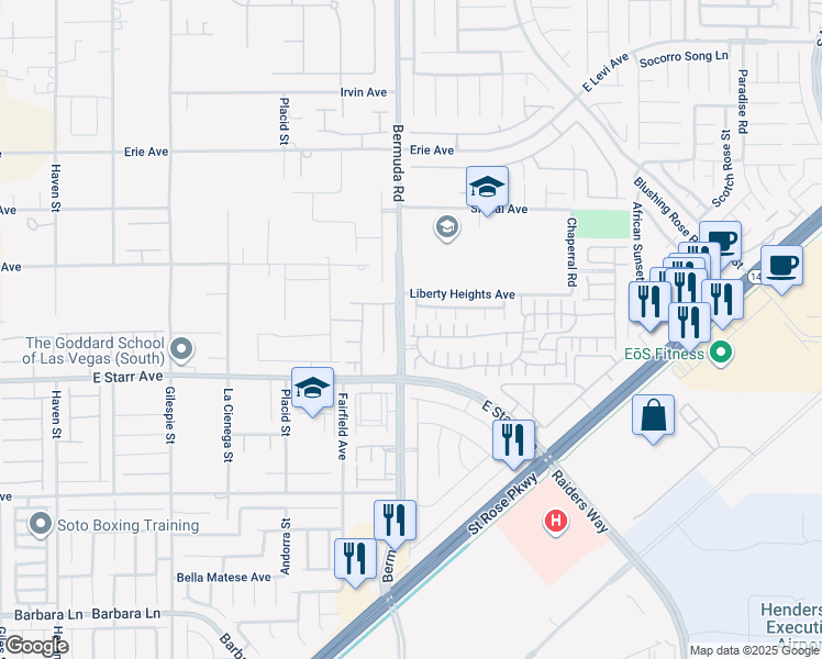 map of restaurants, bars, coffee shops, grocery stores, and more near 1141 Casetto Court in Henderson