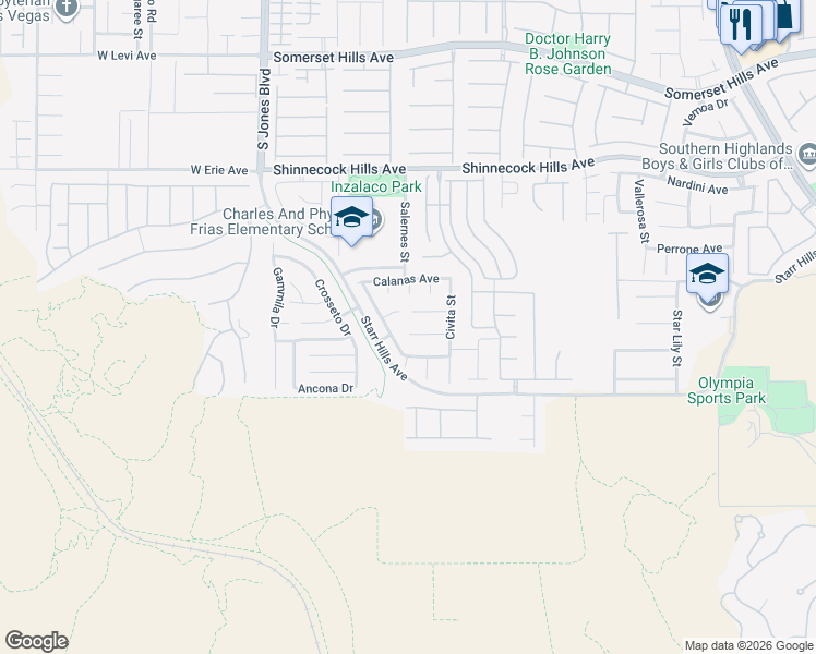 map of restaurants, bars, coffee shops, grocery stores, and more near 5742 Bracana Court in Las Vegas