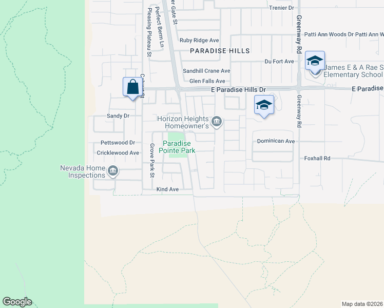 map of restaurants, bars, coffee shops, grocery stores, and more near 1141 Midori Street in Henderson