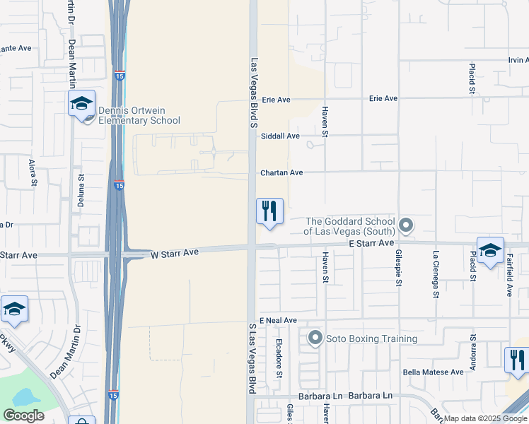 map of restaurants, bars, coffee shops, grocery stores, and more near 58 Buckthorn Ridge Court in Las Vegas