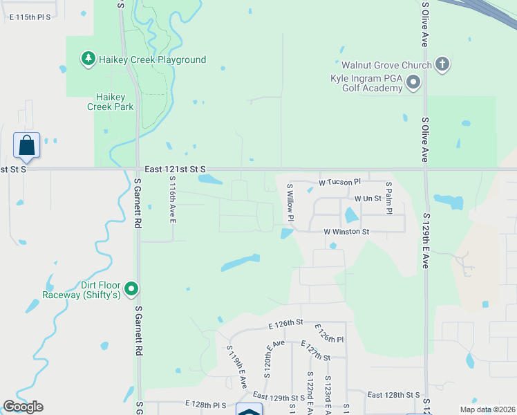 map of restaurants, bars, coffee shops, grocery stores, and more near 12129 South 116th Avenue East in Broken Arrow