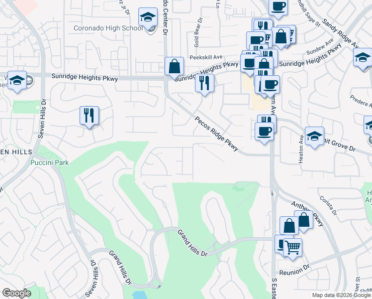map of restaurants, bars, coffee shops, grocery stores, and more near 1132 Apollo Gardens Street in Henderson