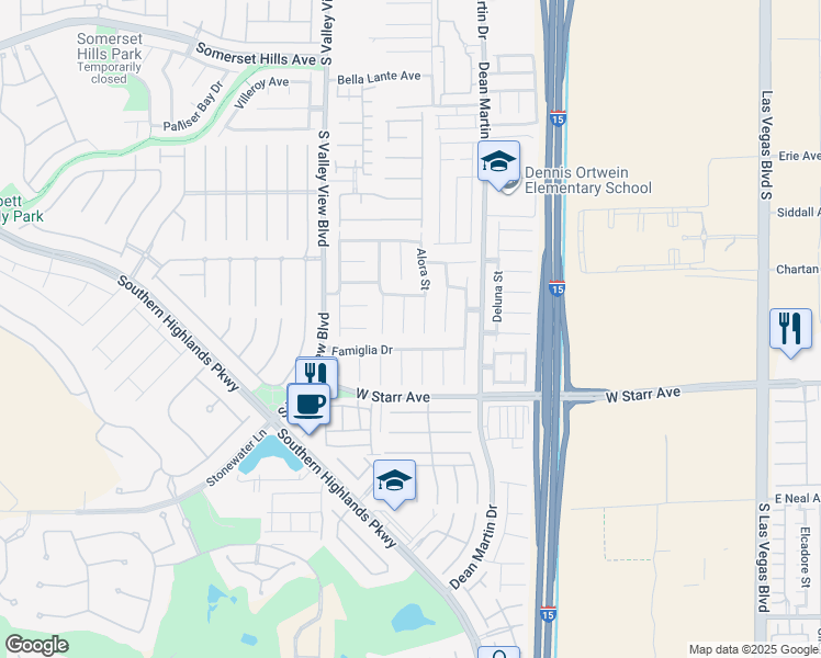 map of restaurants, bars, coffee shops, grocery stores, and more near 11180 Varedo Court in Las Vegas