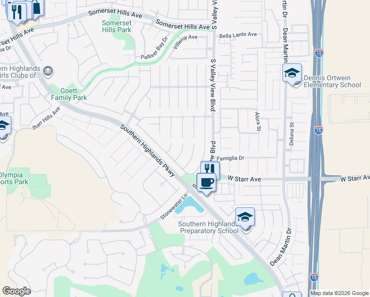 map of restaurants, bars, coffee shops, grocery stores, and more near 11174 Grants Landing Court in Las Vegas