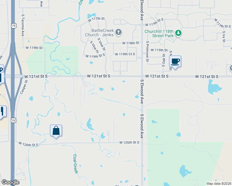 map of restaurants, bars, coffee shops, grocery stores, and more near 780 W 121st St S in Jenks