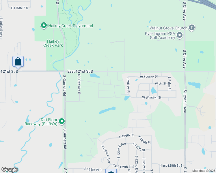 map of restaurants, bars, coffee shops, grocery stores, and more near 12129 South 116th Avenue East in Broken Arrow
