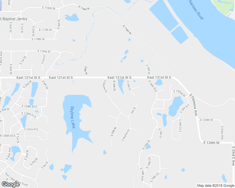 map of restaurants, bars, coffee shops, grocery stores, and more near 12213 South 12th Court in Jenks
