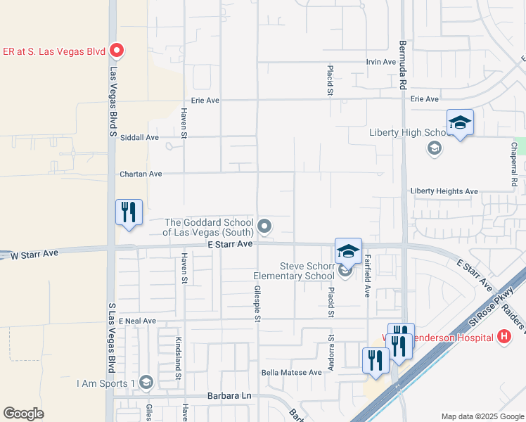 map of restaurants, bars, coffee shops, grocery stores, and more near 206 Star Diamond Court in Las Vegas