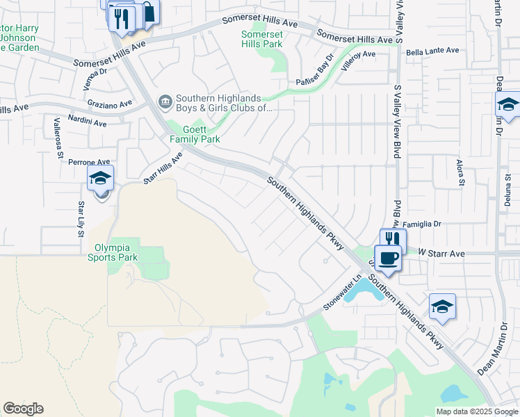 map of restaurants, bars, coffee shops, grocery stores, and more near 11205 Gallery Echo Street in Las Vegas