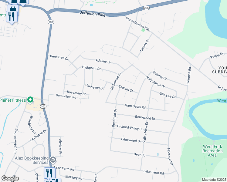 map of restaurants, bars, coffee shops, grocery stores, and more near 222 Richmond Drive in Smyrna