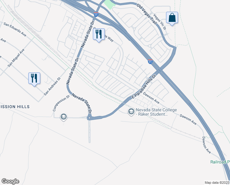map of restaurants, bars, coffee shops, grocery stores, and more near 1171 Gecko Road in Henderson